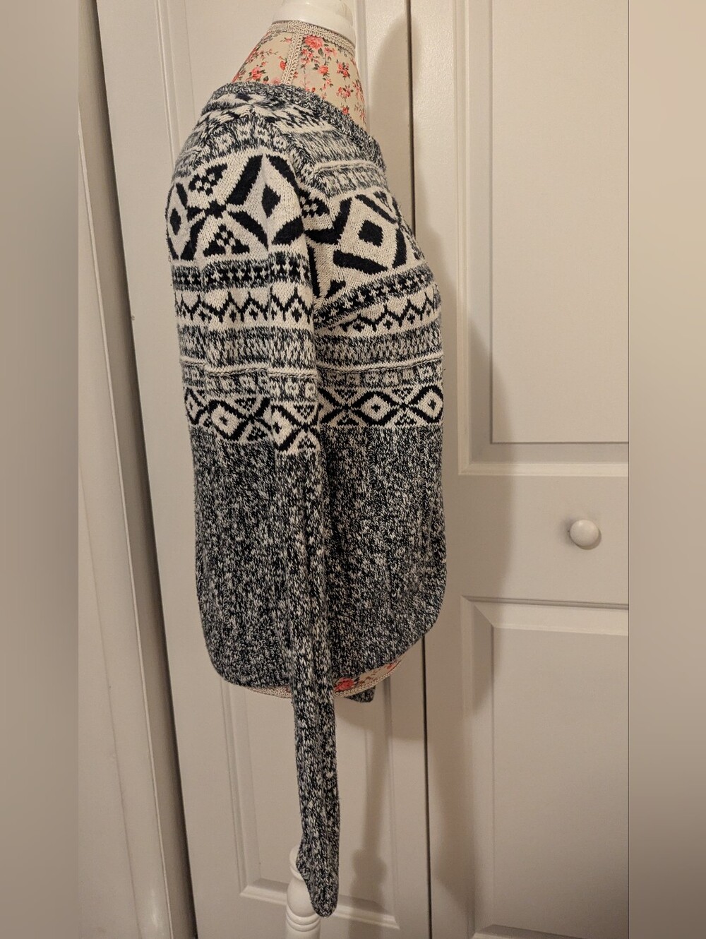 The Normal Brand women's Black and White Fair Isle Crewneck Sweater - Picture 4 of 7